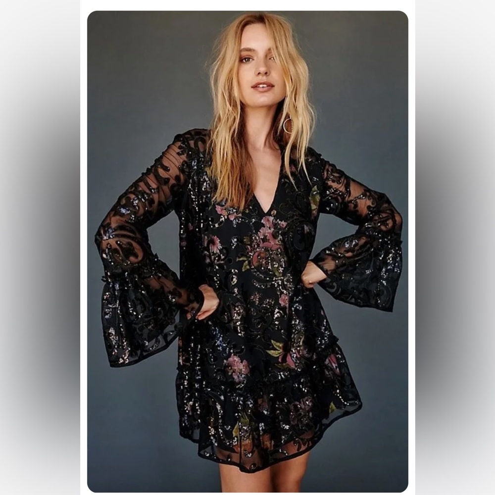 Free People Falling Flowers Frock Mini Dress Size XS